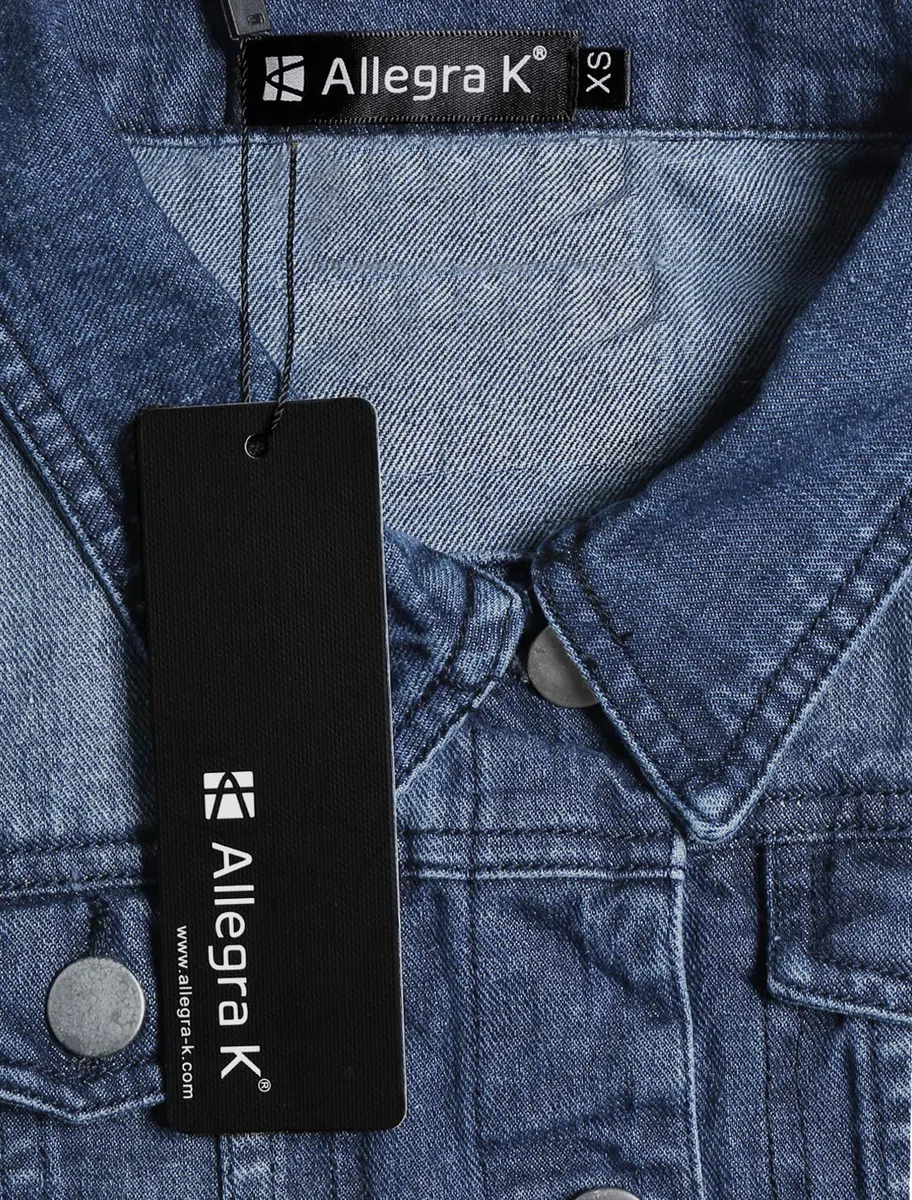 Allegra K Denim Vest Giacca da college Donna