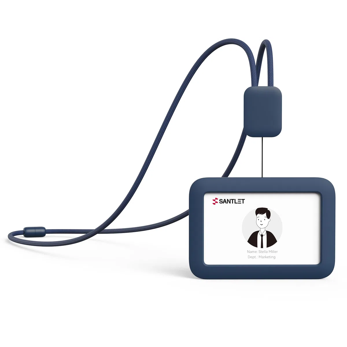 Portabadge retrattile Premium con cordino, fibbia di sicurezza, portabadge orizzontale in morbido silicone per personale d'ufficio, infermieri, bambini, blu orizzontale