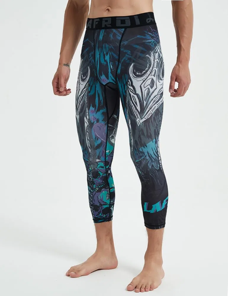 LAFROI Men's Compression Fit 3/4 Tights Leggings with Pcoket/Non-Pocket-YSK10