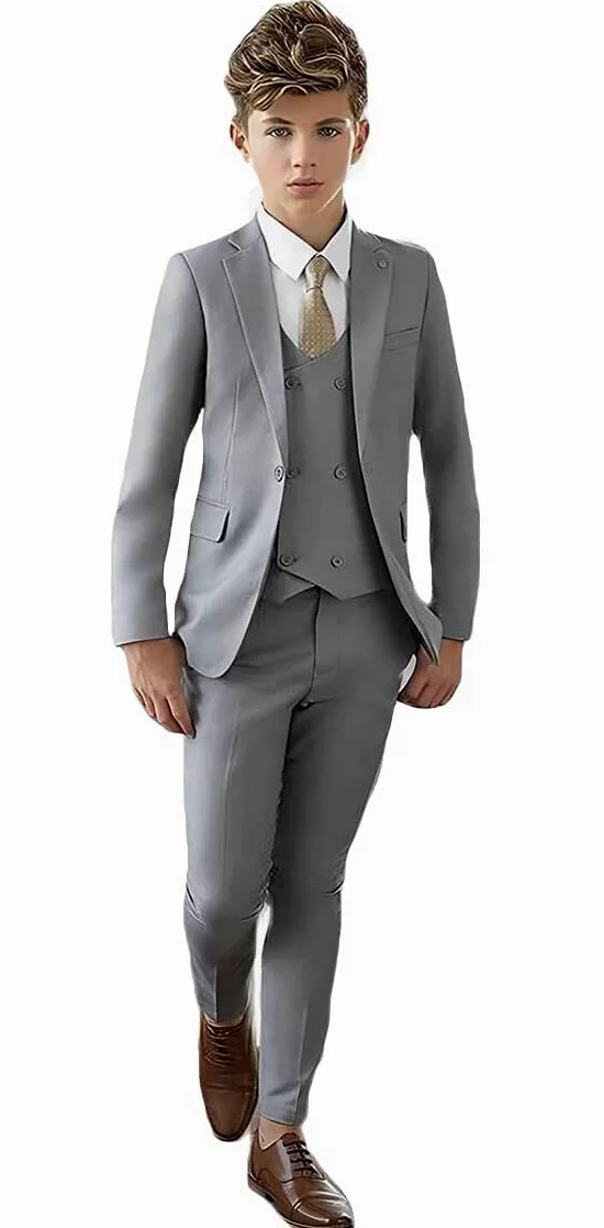 Peak Risvolto Vestito per Ragazzi Slim Fit Blazer Gilet Pantaloni Ragazzi Partito Vestito Ragazzi Abito Formale Bambino Smoking Matrimonio