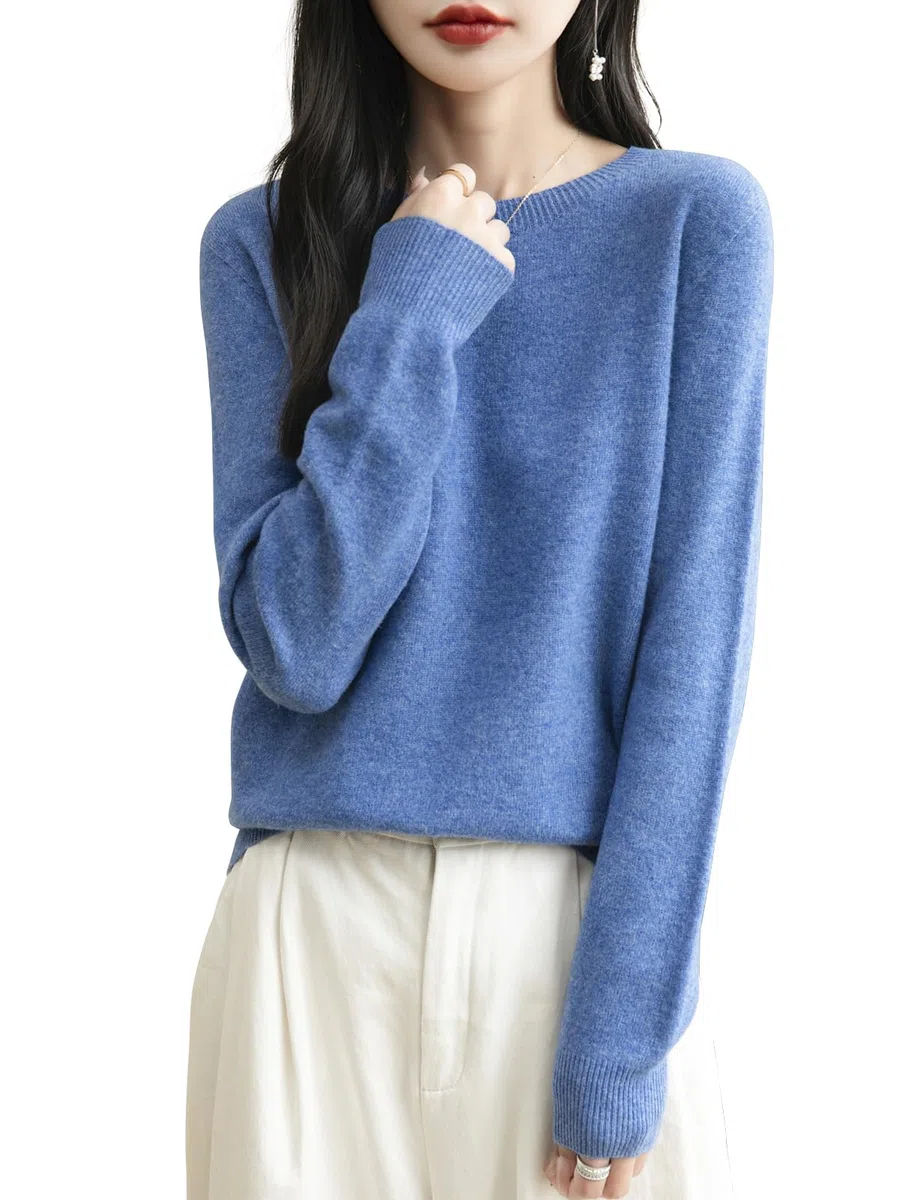 Chanyarn Maglione Girocollo da Donna in 100% Lana Merino 2025 Maglione Lavorato a Maglia Senza Cuciture a Maniche Lunghe