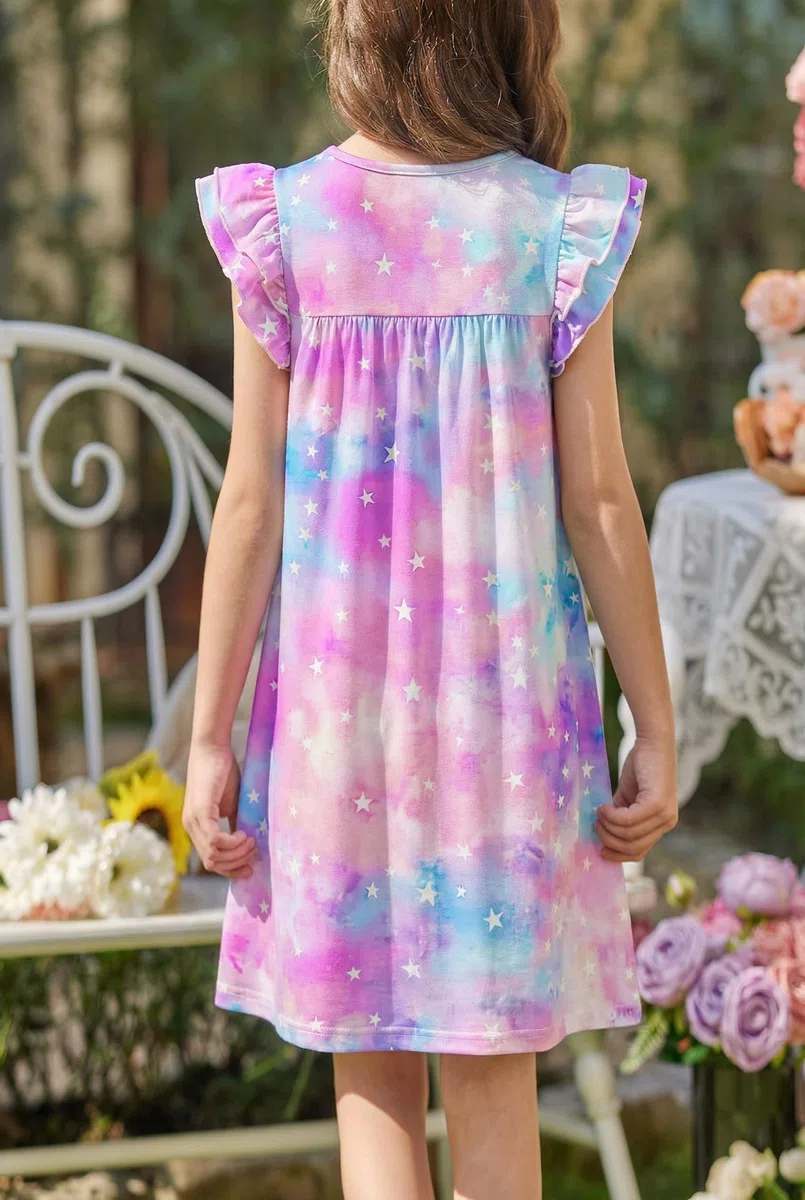 Arshiner Camicia da notte per ragazze con maniche a volo, camicie da notte estive a maniche corte pigiama girocollo camicia da notte a trapezio per ragazze 5-14 anni