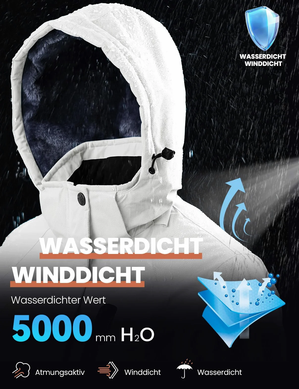 YSENTO Giacca invernale da donna, impermeabile, giacca softshell con calda imbottitura, antivento, giacca da snowboard