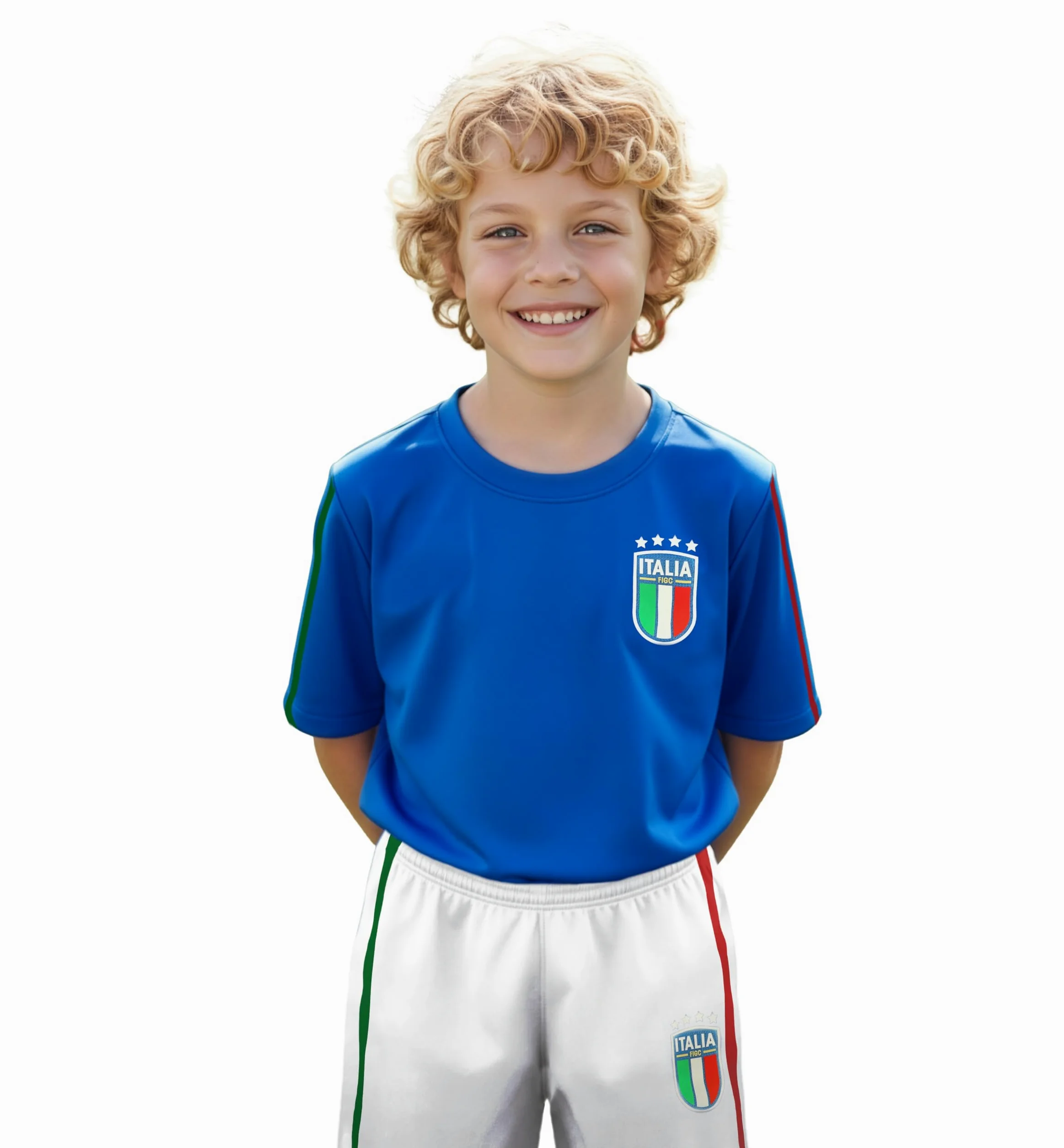 Kit Calcio Bambino - Forza Azzurri. Maglia e pantaloncini calcio. Completo calcio bambino Vestibilità Regular