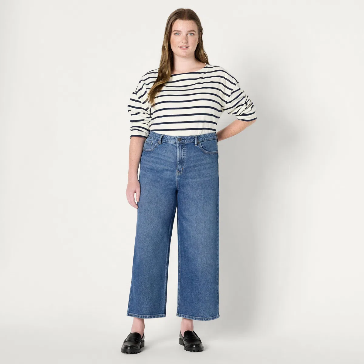 Amazon Essentials Jeans Cropped a Vita Alta con Gamba Larga Donna