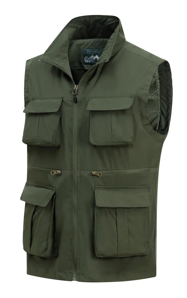 Uomo All'aperto Gilet da Pesca con Multi-Tasche Traspirante Asciugatura Rapida Sportivo Giacca Viaggio Casual Gilet Leggeri Traspirante Senza Maniche Gilet Fotografi Caccia