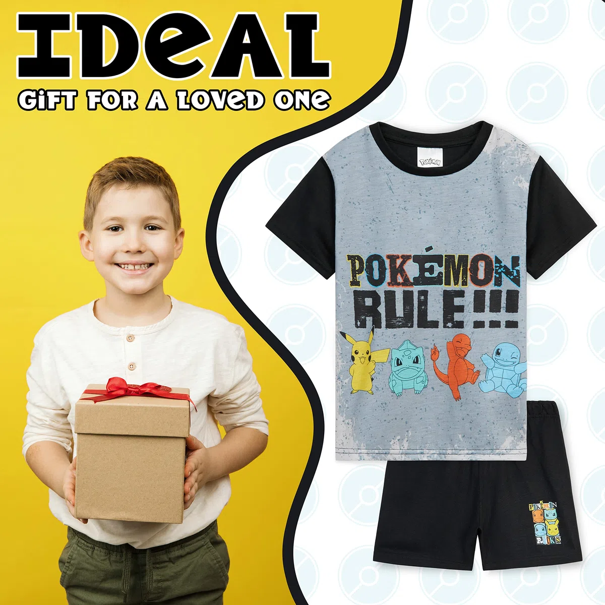 Pokémon Pigiama Corto Bambino, Indumenti Notte Traspiranti Tshirts Pantaloncini - Pikachu Regalo