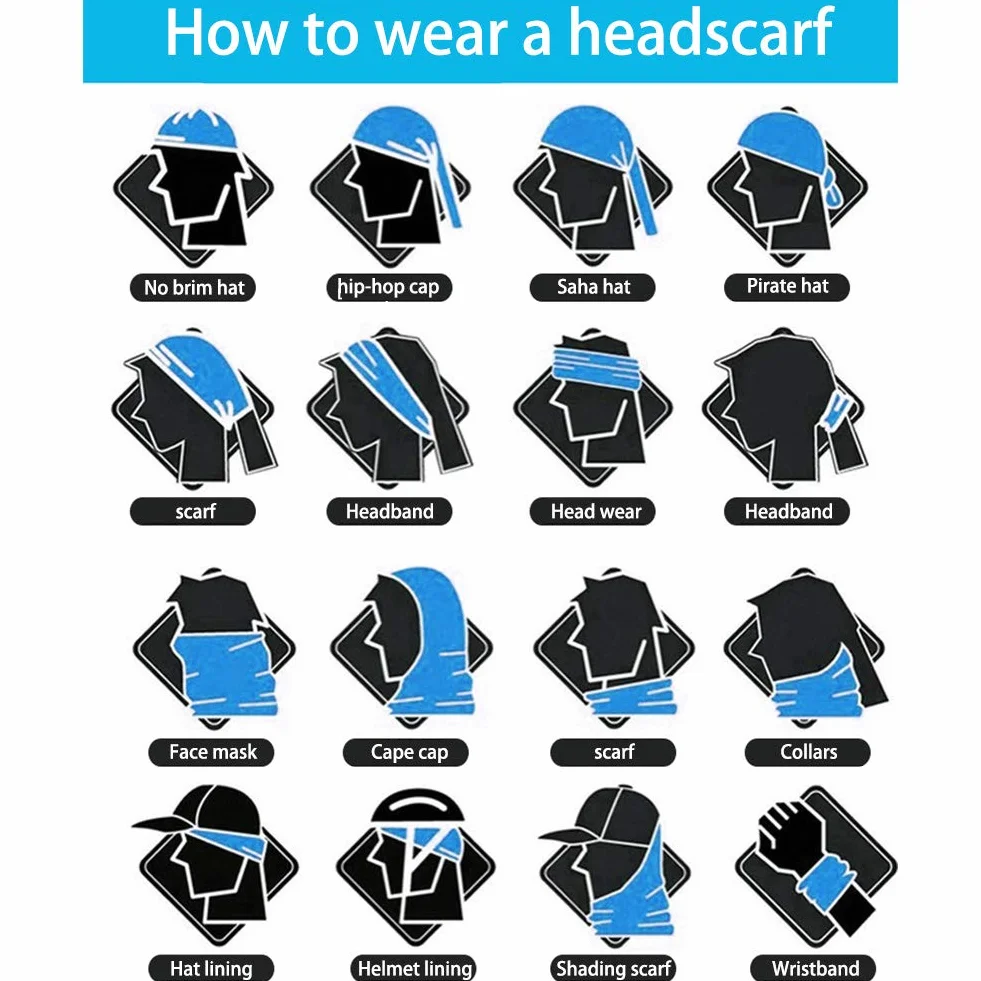 Fascia Bandana Multiuso,Copricapo Multifunzione Bandana Foulard Scaldacollo Fazzoletto da Collo Fascia Elastico,Maschera Sciarpa Senza Cuciture Multifunzionale per Yoga,Motociclismo