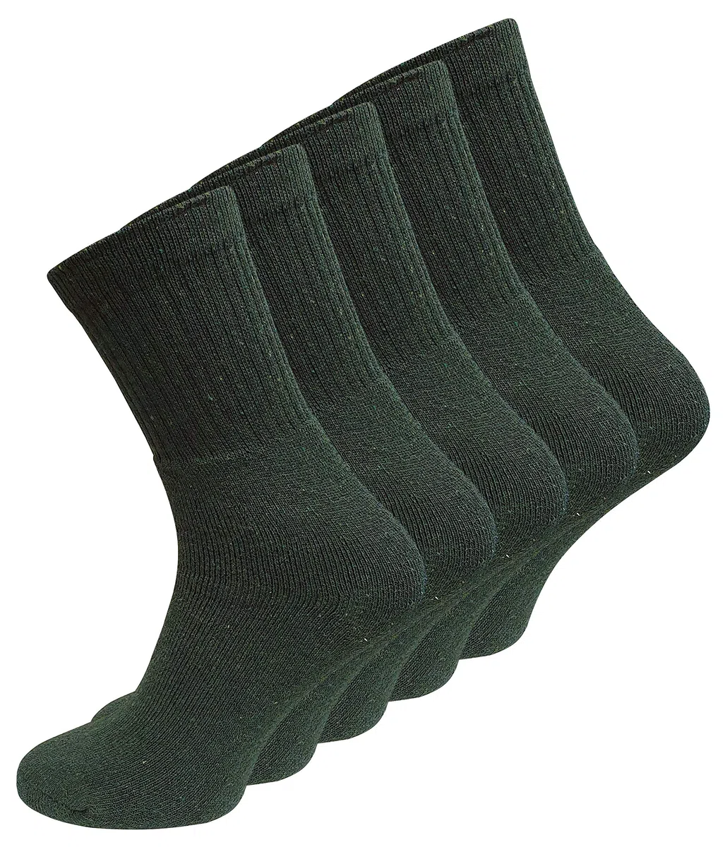 10 paia di calzini calze di cotone Stabile, tempo libero e lavoro in Nero, Grigio scuro e Army Verde