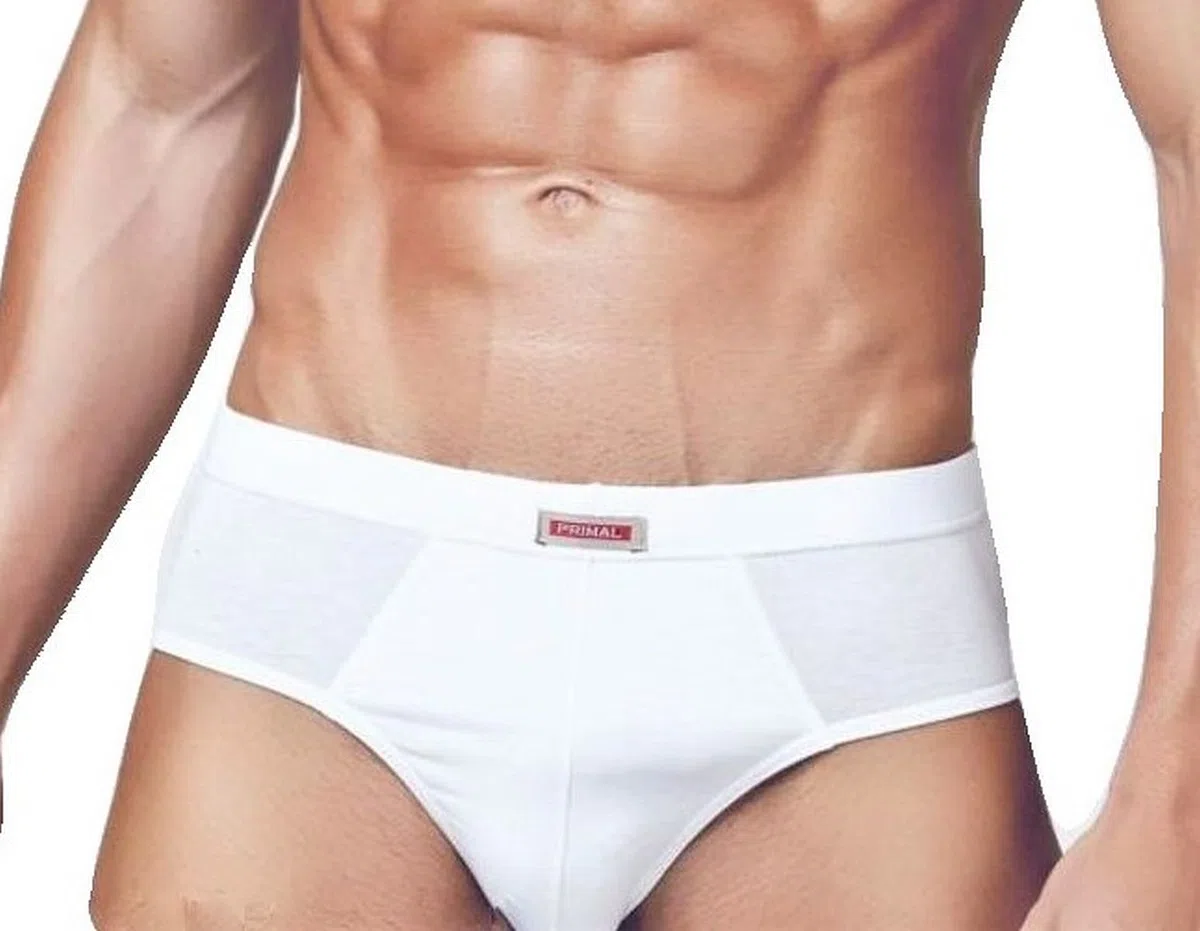 PRIMAL N. 6 Slip Uomo in Cotone BIELASTICO Soft Elastico RIBATTUTO Tinta Unita Bianco