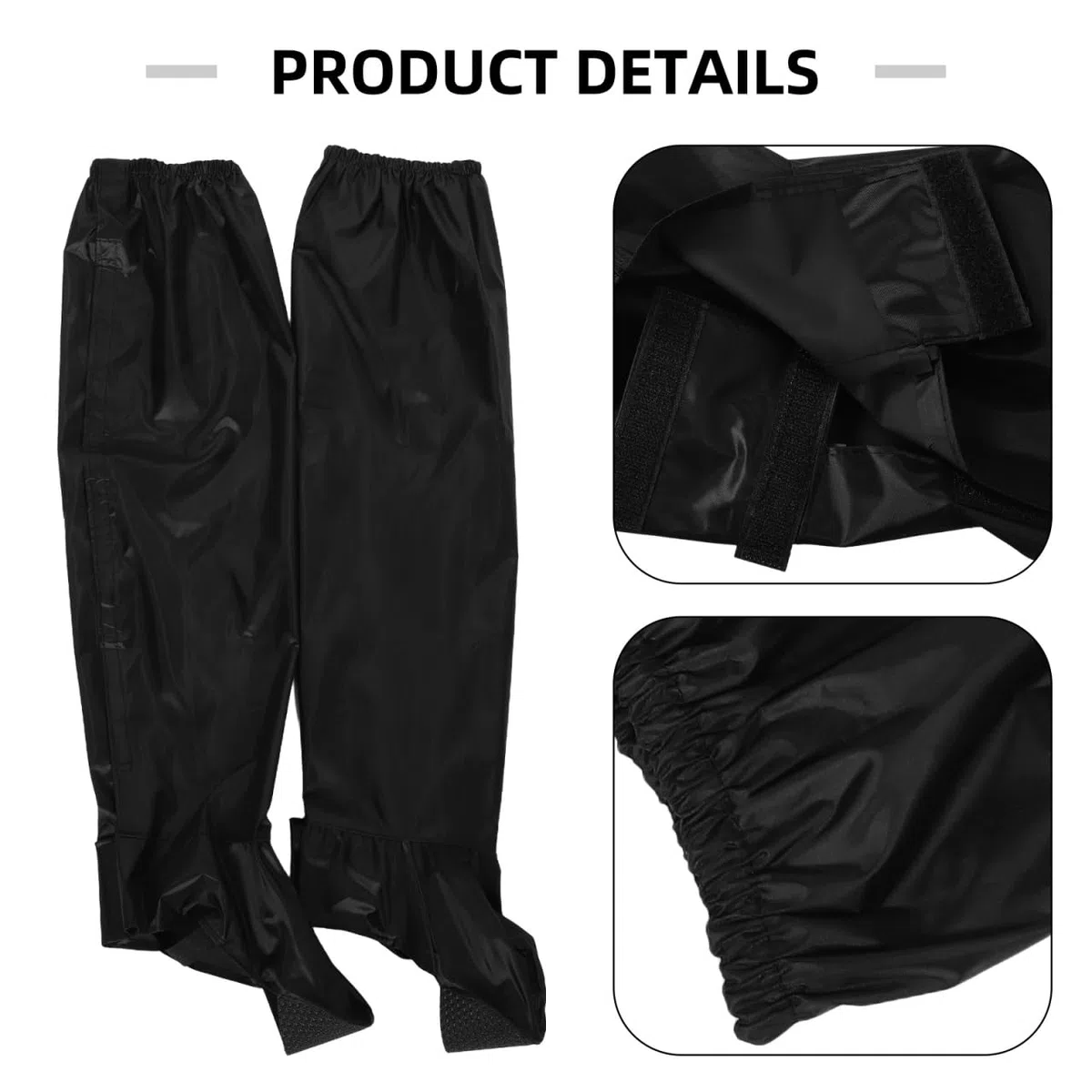 ORFOFE Sovrapantaloni Antipioggia Impermeabili Uomo Oxford Nero, Antivento e Resistenti per Motocicletta e Trekking, Copri Pantaloni da Pioggia Funzionali e Leggeri