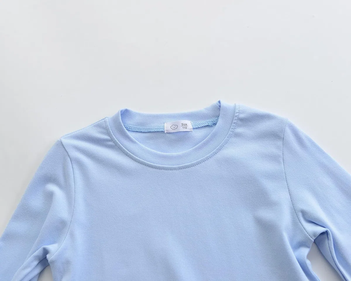 Maglietta intima termica per bambini, a maniche lunghe, morbida maglia a coste, aderente, scollo rotondo, basic per ragazzi e ragazze