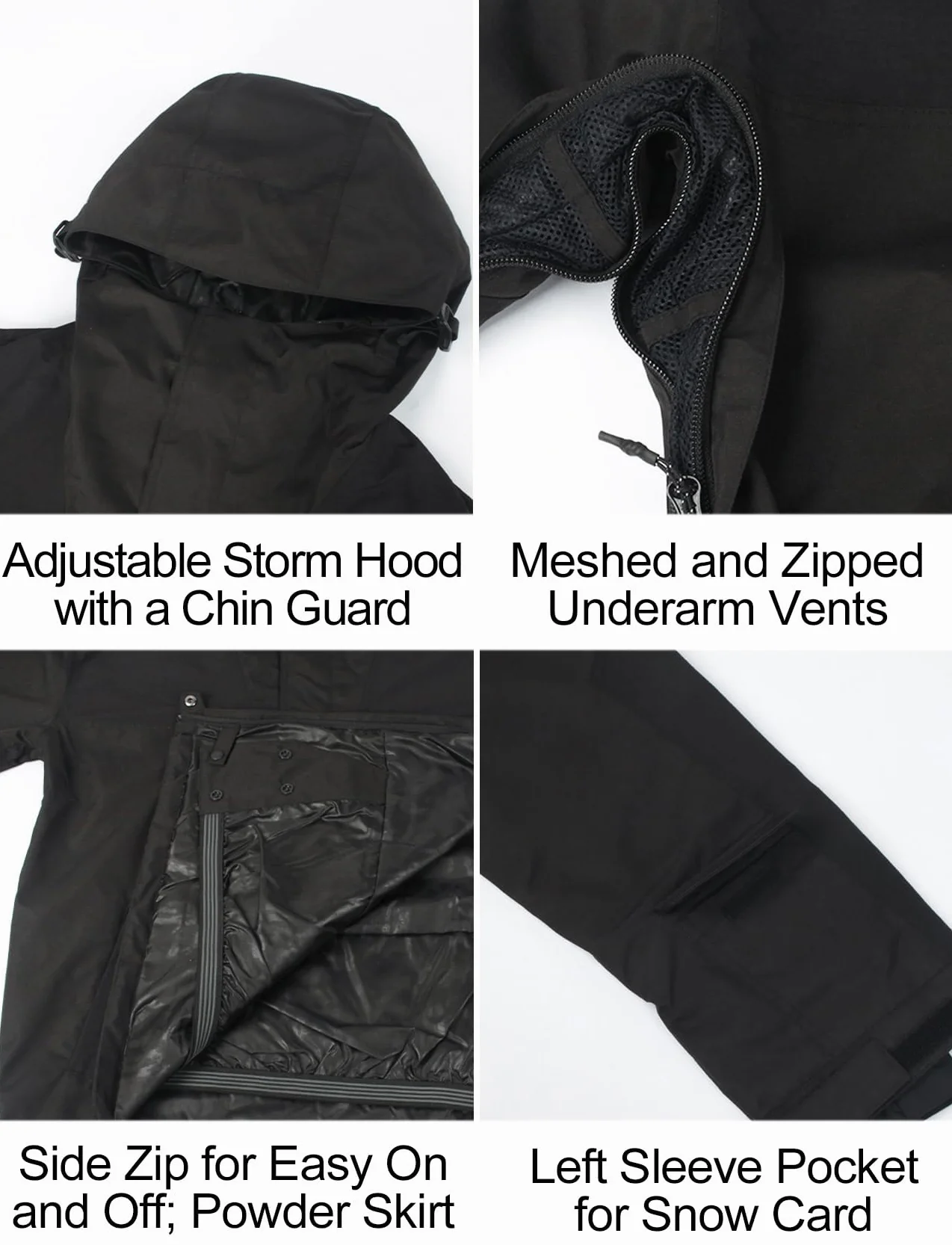 GSOU SNOW Uomo Donna Giacca da Sci Baggy Giacca da Snowboard Larghi Giacca da Neve Oversize - Multitasche Impermeabile Antivento Traspirante Caldo con Cappuccio