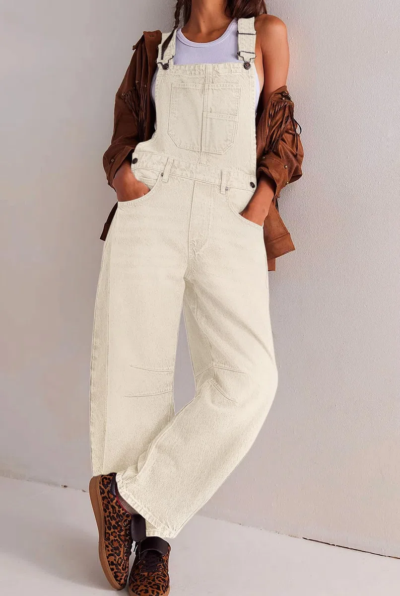 loveimgs Tuta da donna Y2k Baggy Barrel Jeans Tuta a gamba larga Denim Pantaloni Salopette Tuta Boyfriend Patchwork Jeans