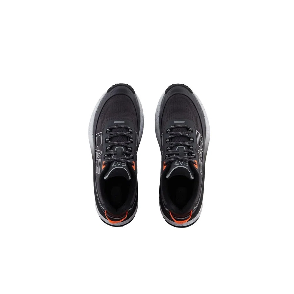 EA7 Scarpe sportive Trail Running, Nero e Arancione, Suola in gomma antiscivolo, design sportivo con logo riflettente