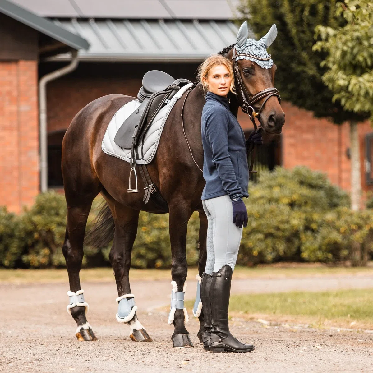 HORZE Stivali da equitazione da donna con lacci – Classici stivali da equitazione in pelle con allacciatura frontale e cerniera posteriore