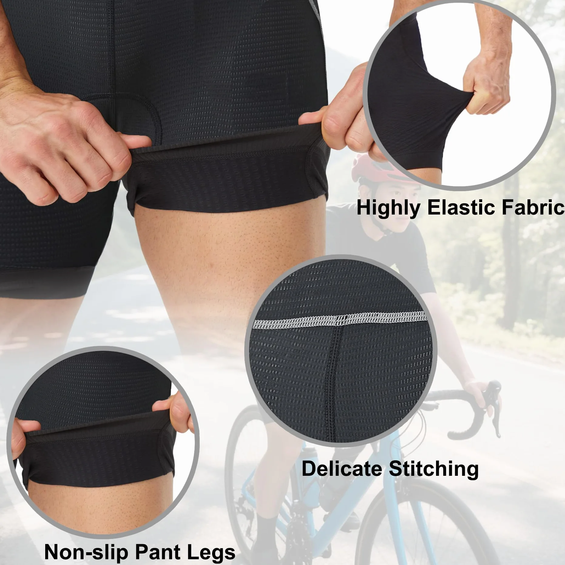 Pantaloncini Ciclismo Uomo Imbottito Rapida Pantaloni MTB Bici Moto Traspirante Elevata Elasticità