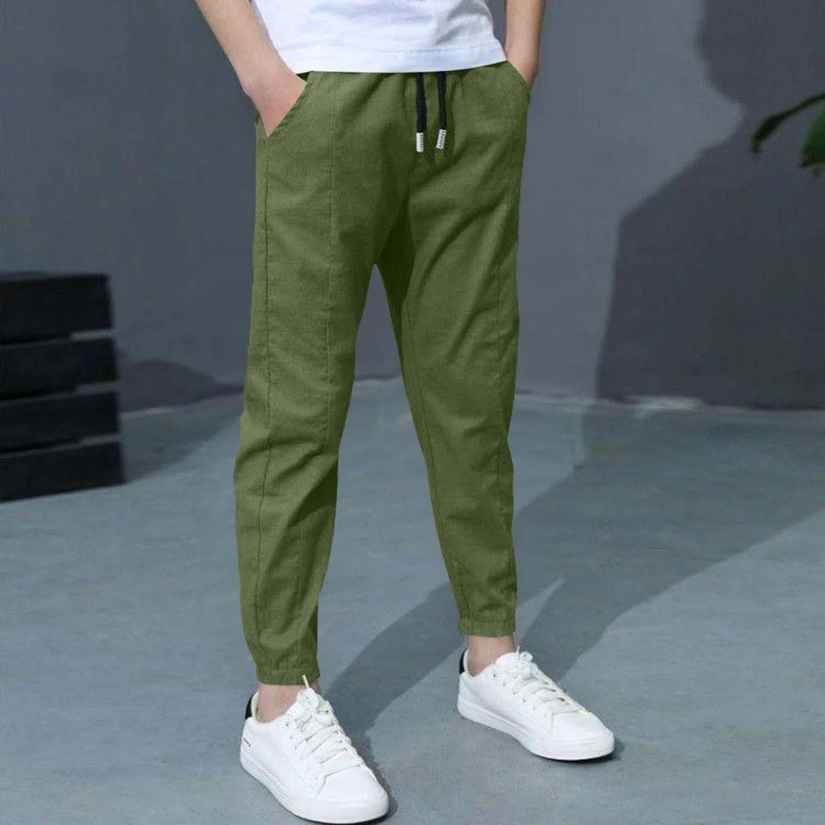 Pantaloni Cotone e Lino per Ragazzo Confezione da 2 Elastica Vita Sportivi Estivi Leggeri Traspiranti