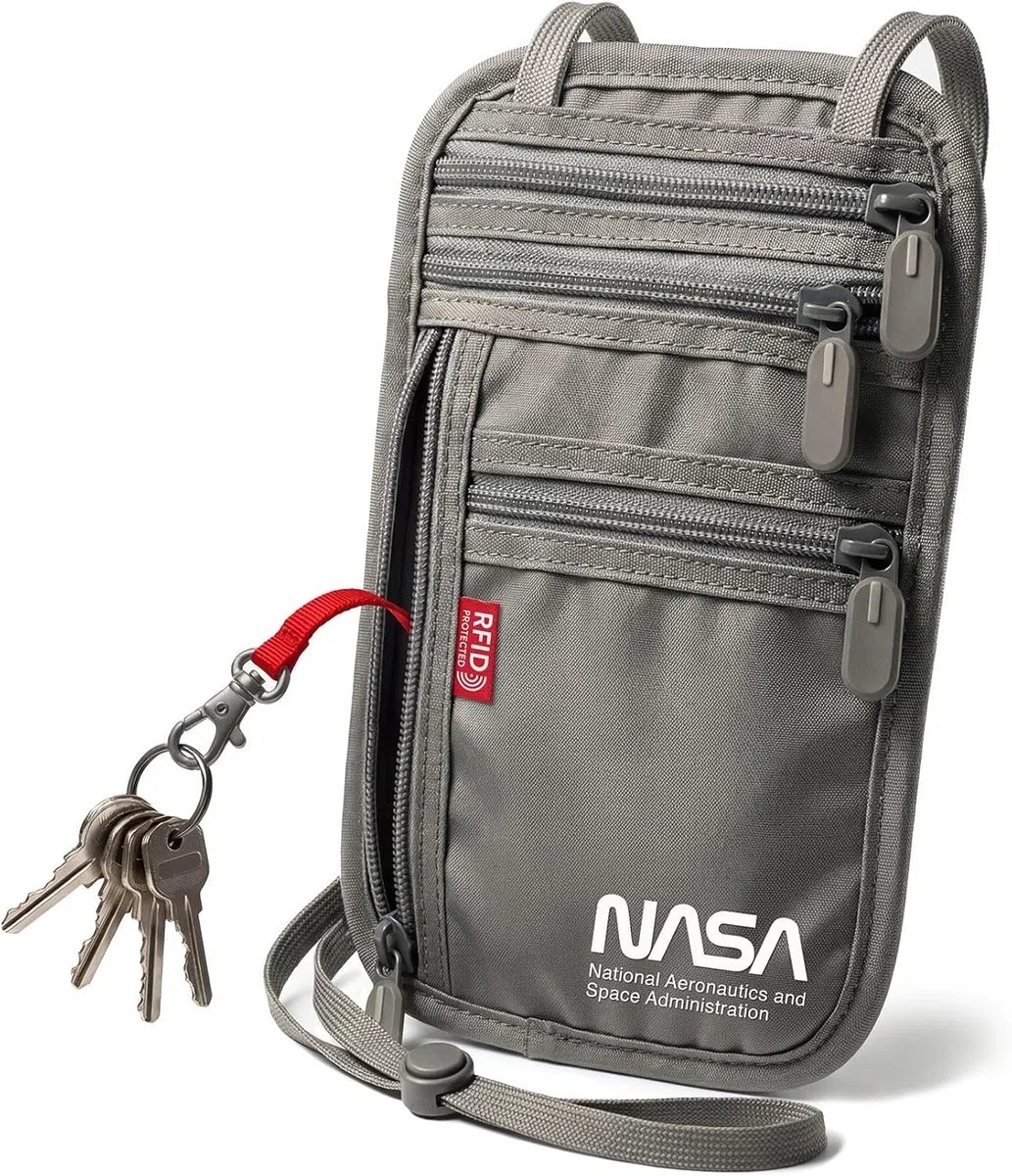 NASA Custodia da Viaggio - Protezione Passaporto Sicura RFID (13.56 MHz) - Grigio Lunare