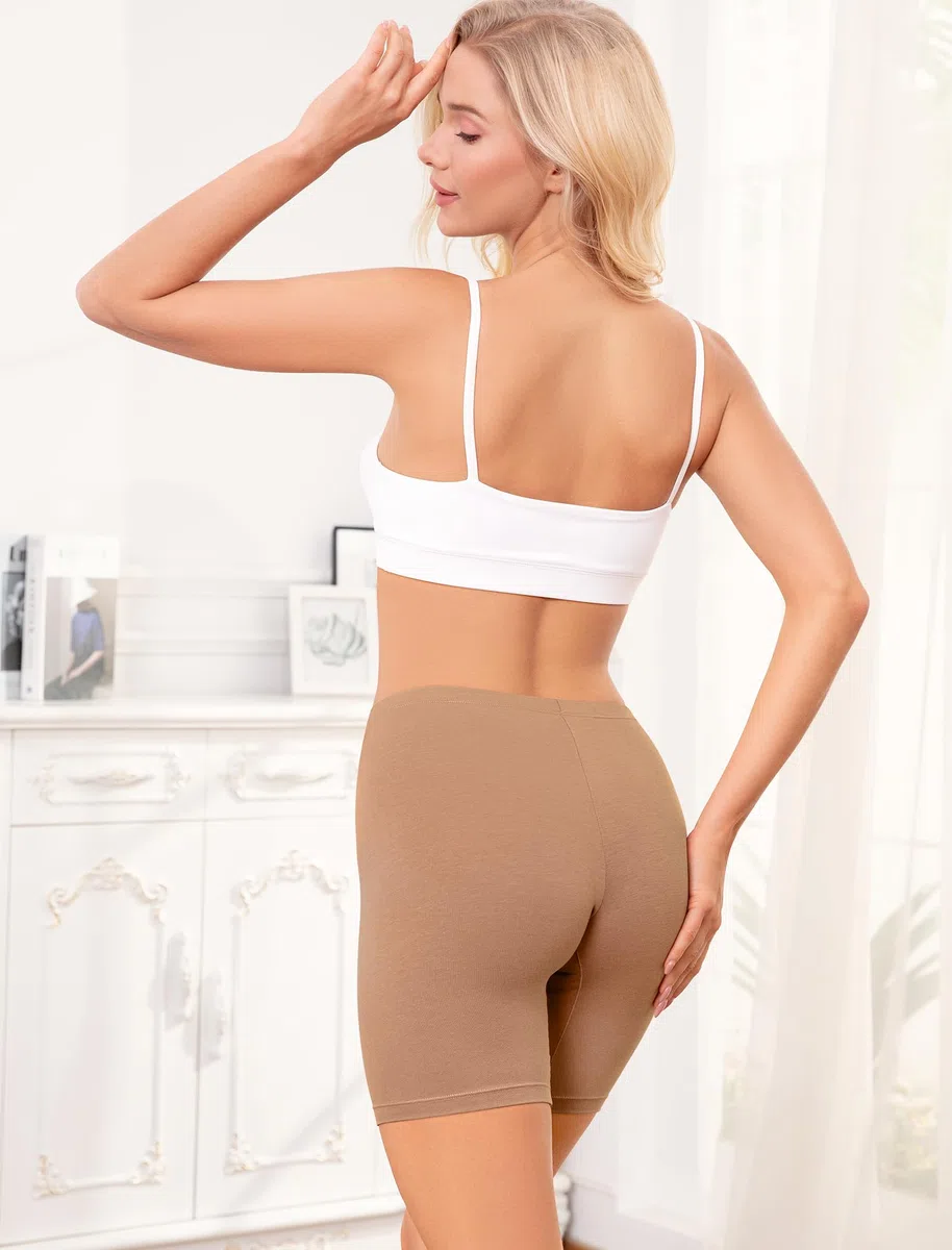 VOENXE Mutande Boxer da Donna Pantaloncini Sottogonna Donna Culotte Cotone Antisfregamento Leggings Corti Culotte Slip Donna Mezza Gamba Cotone Sport Hot Pant Vita Alta Senza Cuciture Pacco da 4