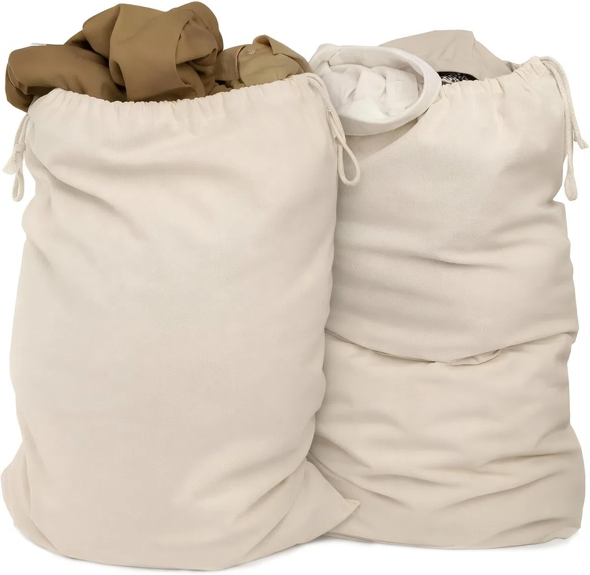 ELES VIDA® - XXL Sacchetto per il bucato 2 Set 70 x 90 cm in 100% cotone - XL - extra large per uso intensivo - durevole, con coulisse, sacchetto per il Colore Naturale