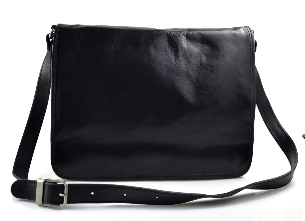 Borsa messenger uomo donna borsa a tracolla postino vera pelle made in Italy business borsa ufficio nero