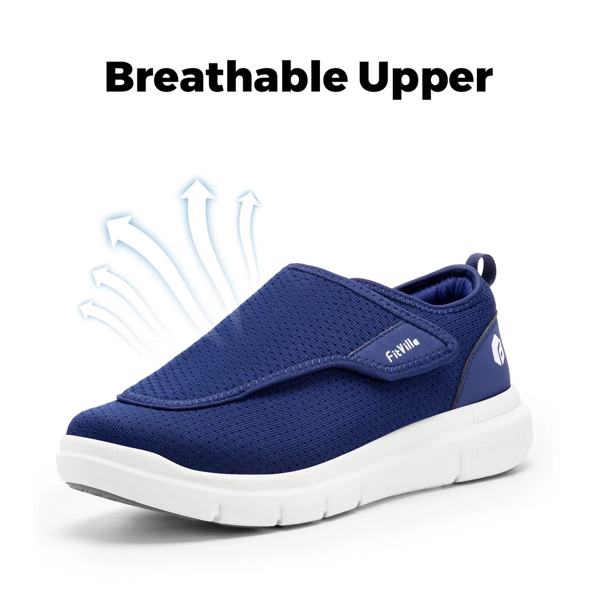 FitVille Extra Larghe Scarpe da Uomo con Chiusura a Strappo Pantofole Traspiranti e Comode con Fodera Senza Cuciture