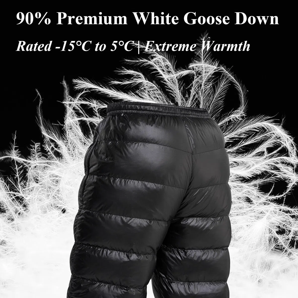 Tentock Winter Down Pants Pantaloni Invernali in Piumino Caldi Pantaloni da Neve Comprimibili Pantaloni Sportivi da Campeggio All'aperto Down Taddea Pants