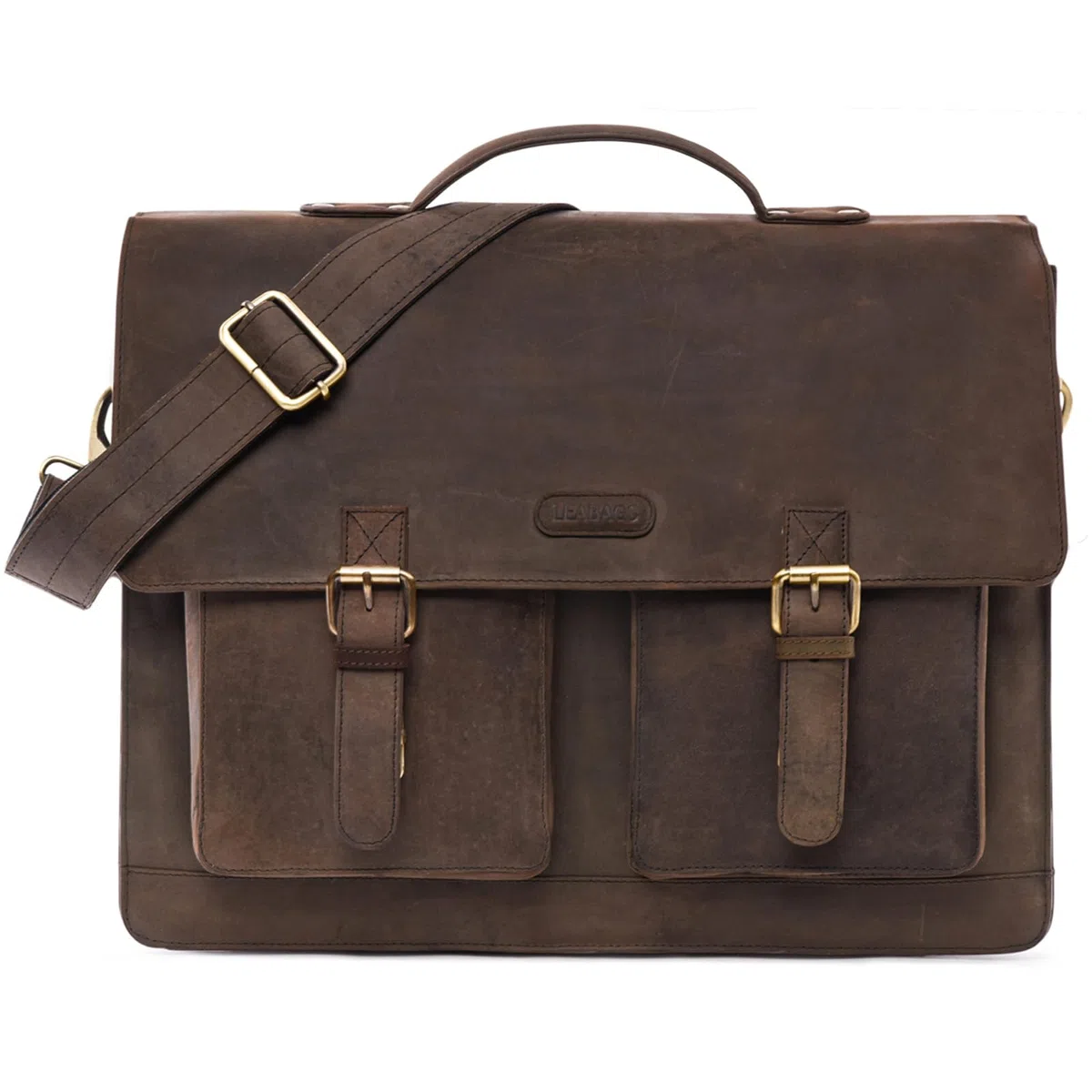 LEABAGS Borsa documenti per uomo e donna | Custodia per laptop in vera pelle 15" | Borsa a tracolla con tracolla | Borsa messenger | Borsa da lavoro