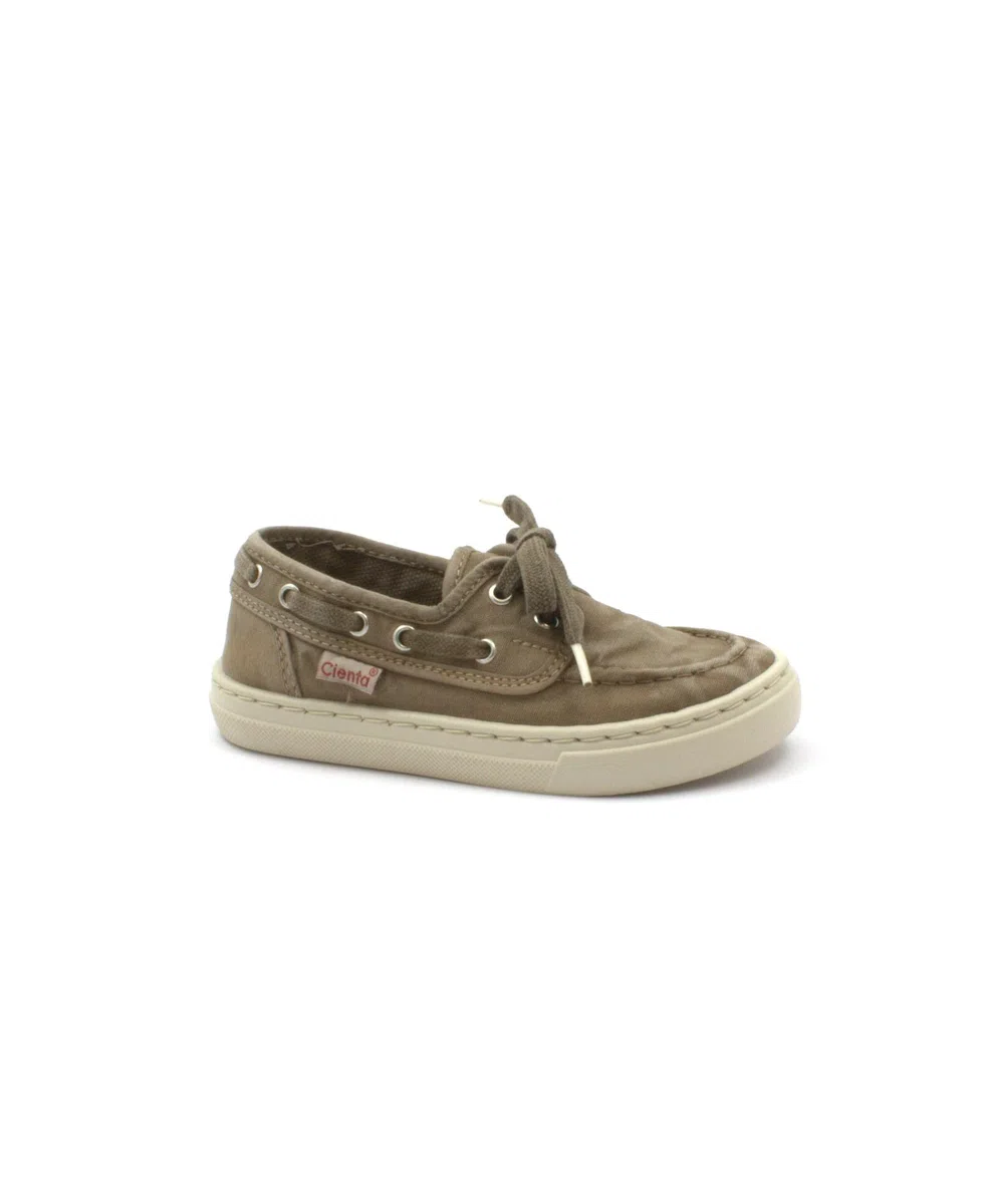 Cienta 87777 Beige crep Scarpe Bambino Mocassino Barca Laccio Tessuto