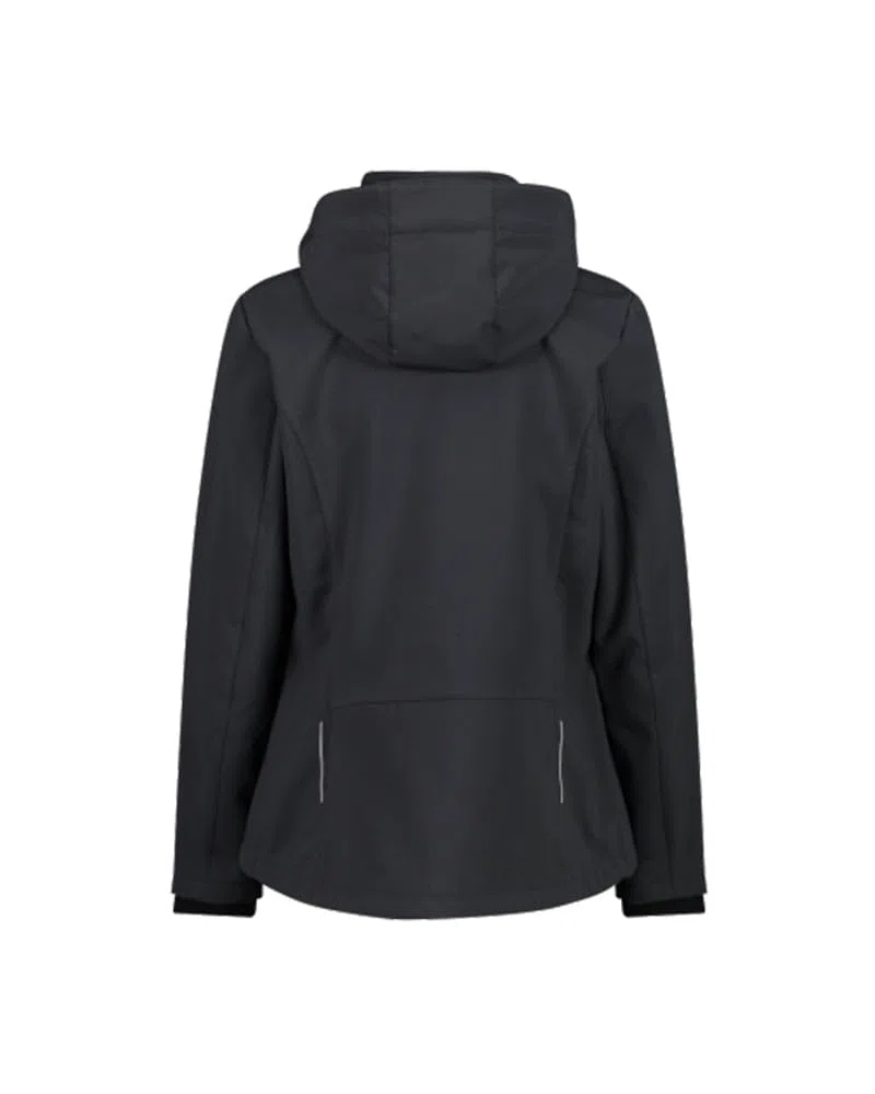 CMP Giacca In Softshell Da Donna Con Cappuccio Removibile, Nero 01, 44