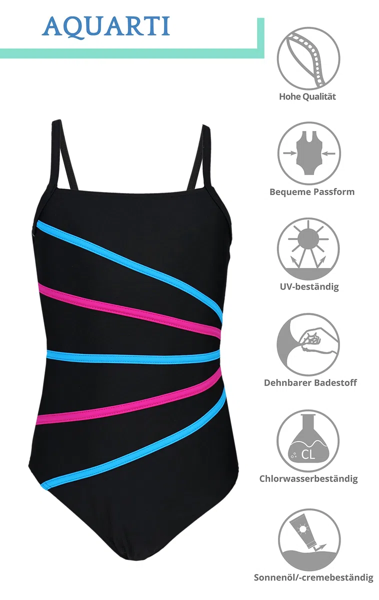 Aquarti Costume Piscina Bambina – Costume Intero Bambina con Bretelle Sottili Regolabili