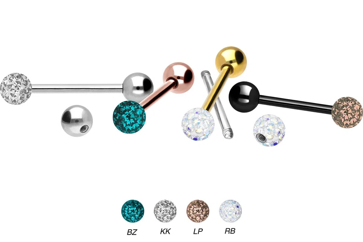 PIERCINGLINE Titan Barbell | EPOXY & Titanio sfera | Piercing barretta petto lingua | colori e dimensioni a scelta