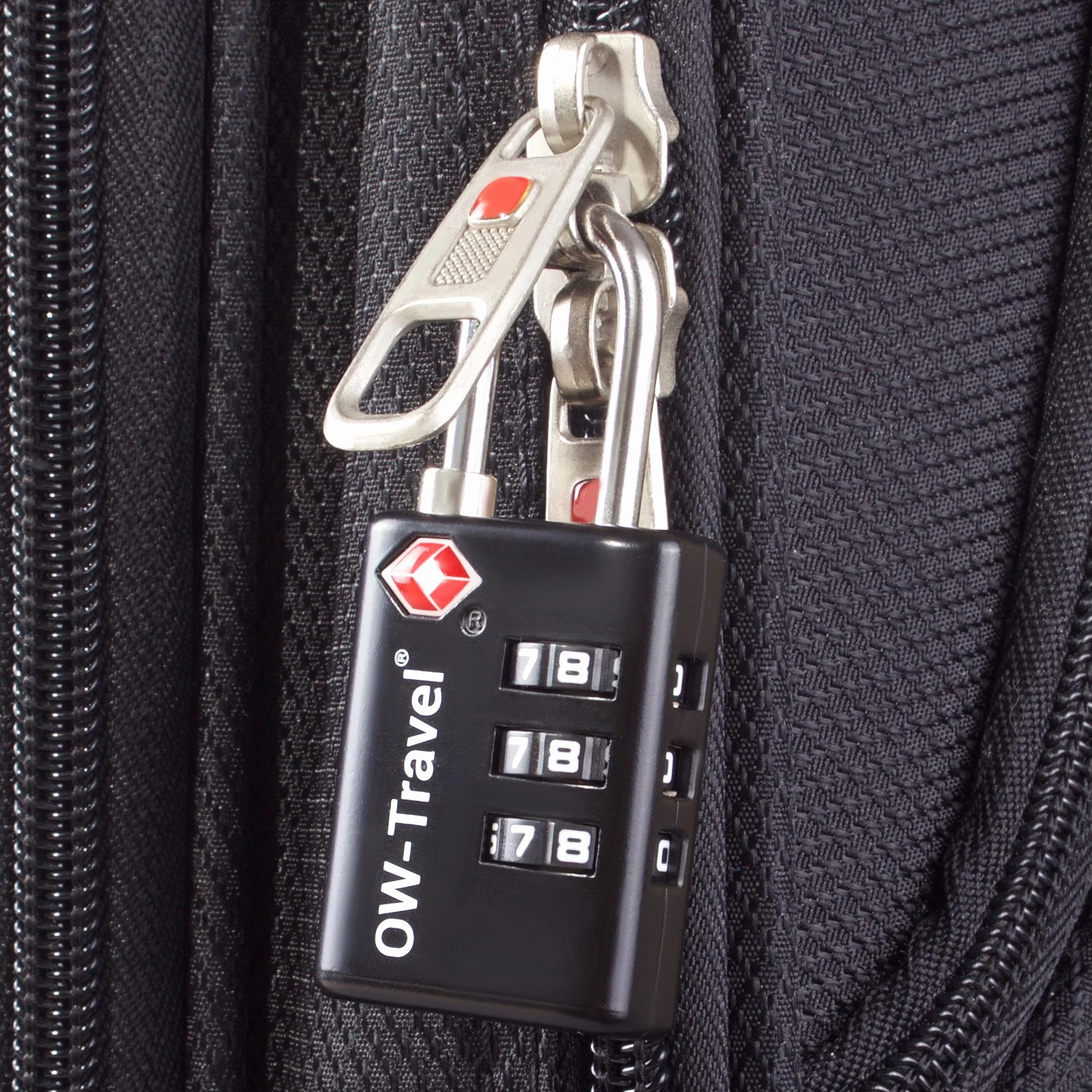 OW-Travel Lucchetto Combinazione Valigia con Indicatore di Apertura TSA per Valigie e Bagagli. Lucchetto Armadietto Palestra e Zaino. Lucchetti TSA per USA a Codice. Serratura Nera 4 Pezzi