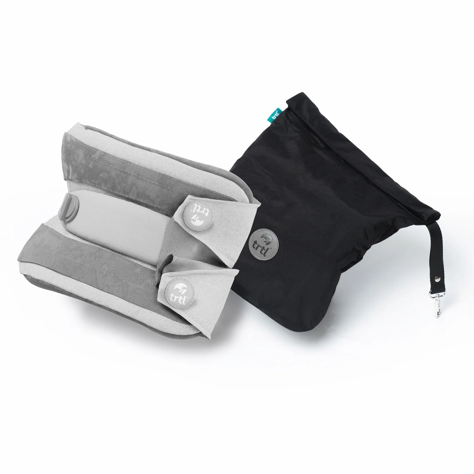 Trtl Travel Pillow Plus Grigio | Cuscino da viaggio regolabile in altezza | Per viaggiare comodamente in aereo, auto e autobus | Sistema di supporto unico | Salvaspazio