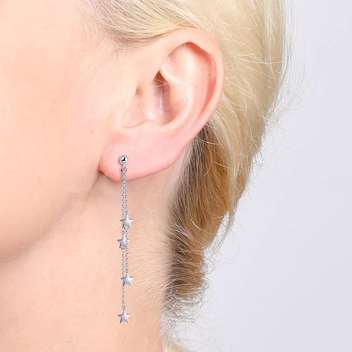 Yumilok, orecchini pendenti con stelle in argento sterling 925, ipoallergenici, per donne e ragazze-