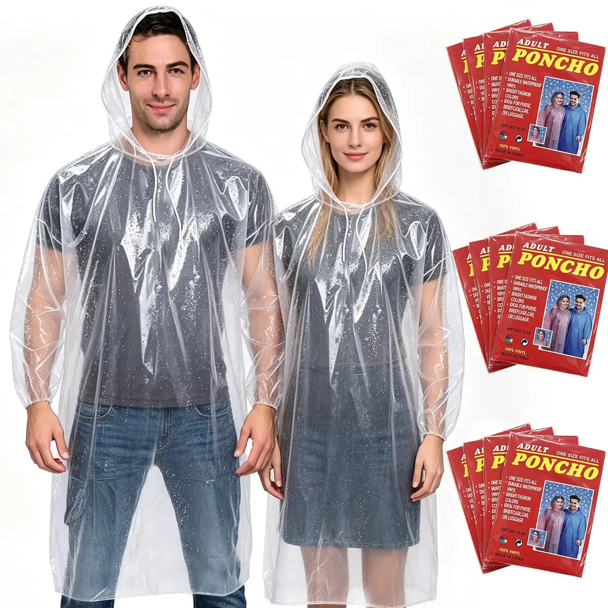EVANCE Poncho Impermeabile, Poncho da Pioggia Portable Adulto Raincoat, Emergency Poncho Antipioggia Monouso con Cappuccio per Escursionismo, Montagna, Campeggio, Ciclismo, Pesca o Caccia