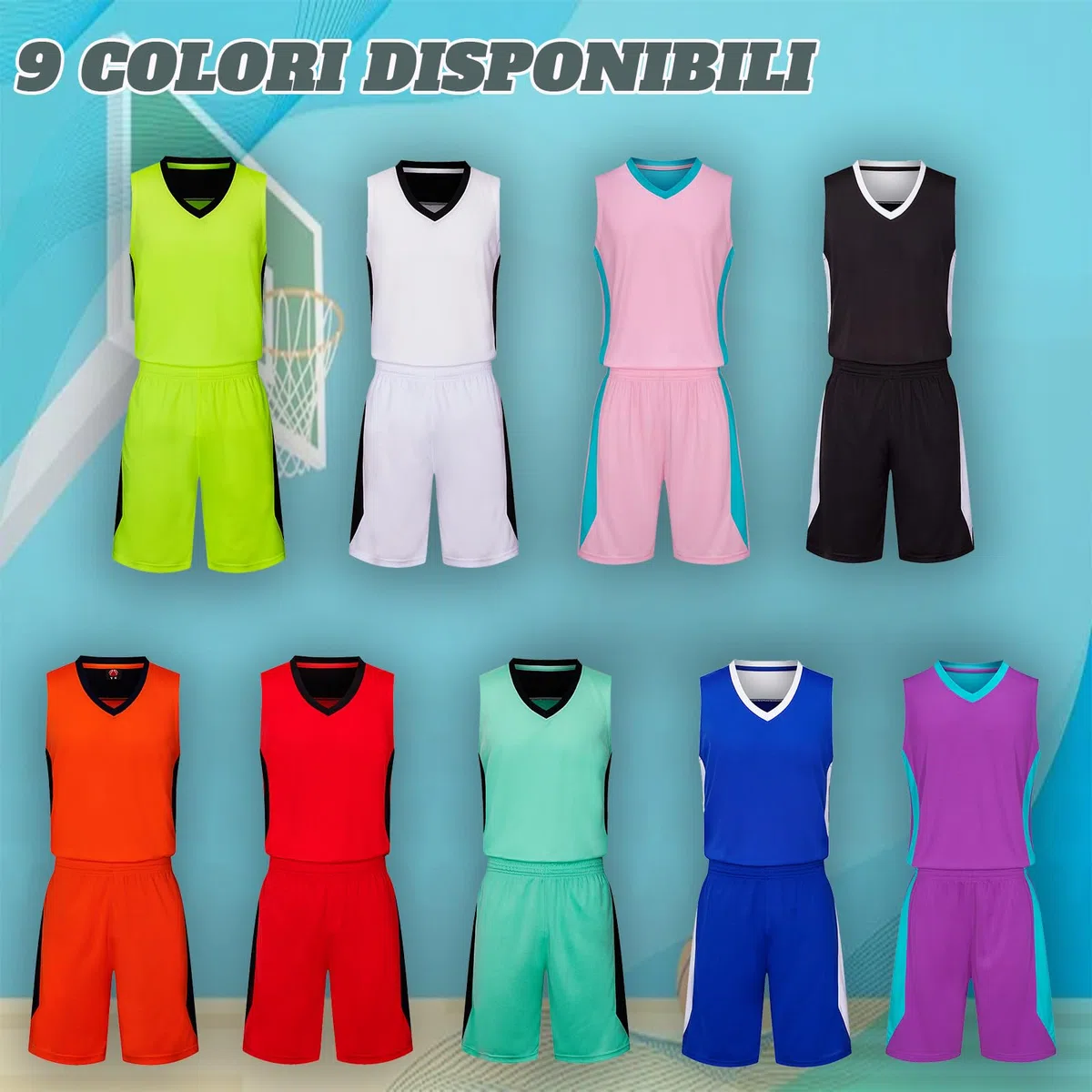 Completo da Basket Bambino da Personalizzare Canotta Basket e Pantaloncini con Nome Numero Logo Squadra