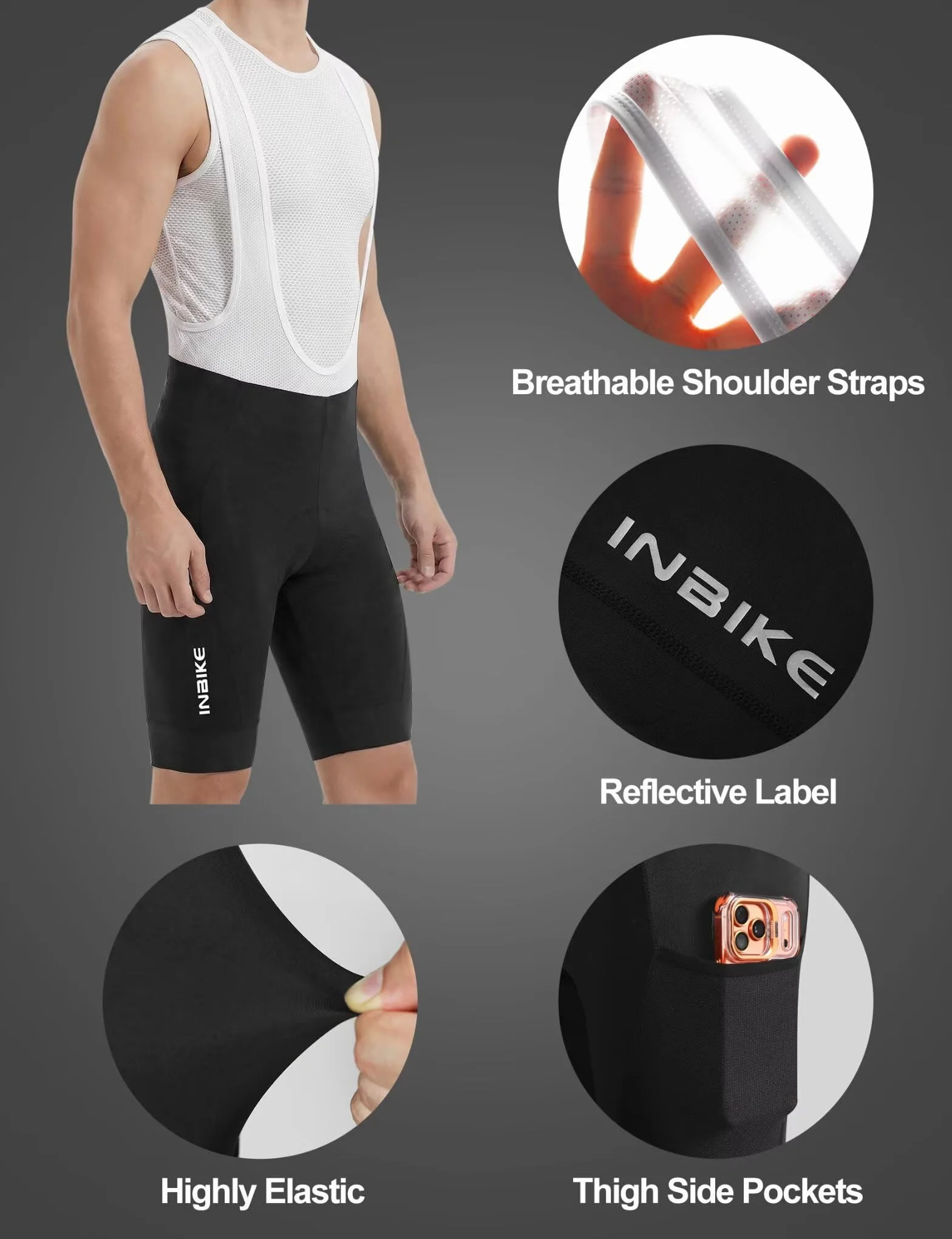 INBIKE Completo Ciclismo Uomo Estivo Maglia Ciclismo Salopette Bici da Strada Imbottite 3D Maglia MTB Asciugatura Rapida