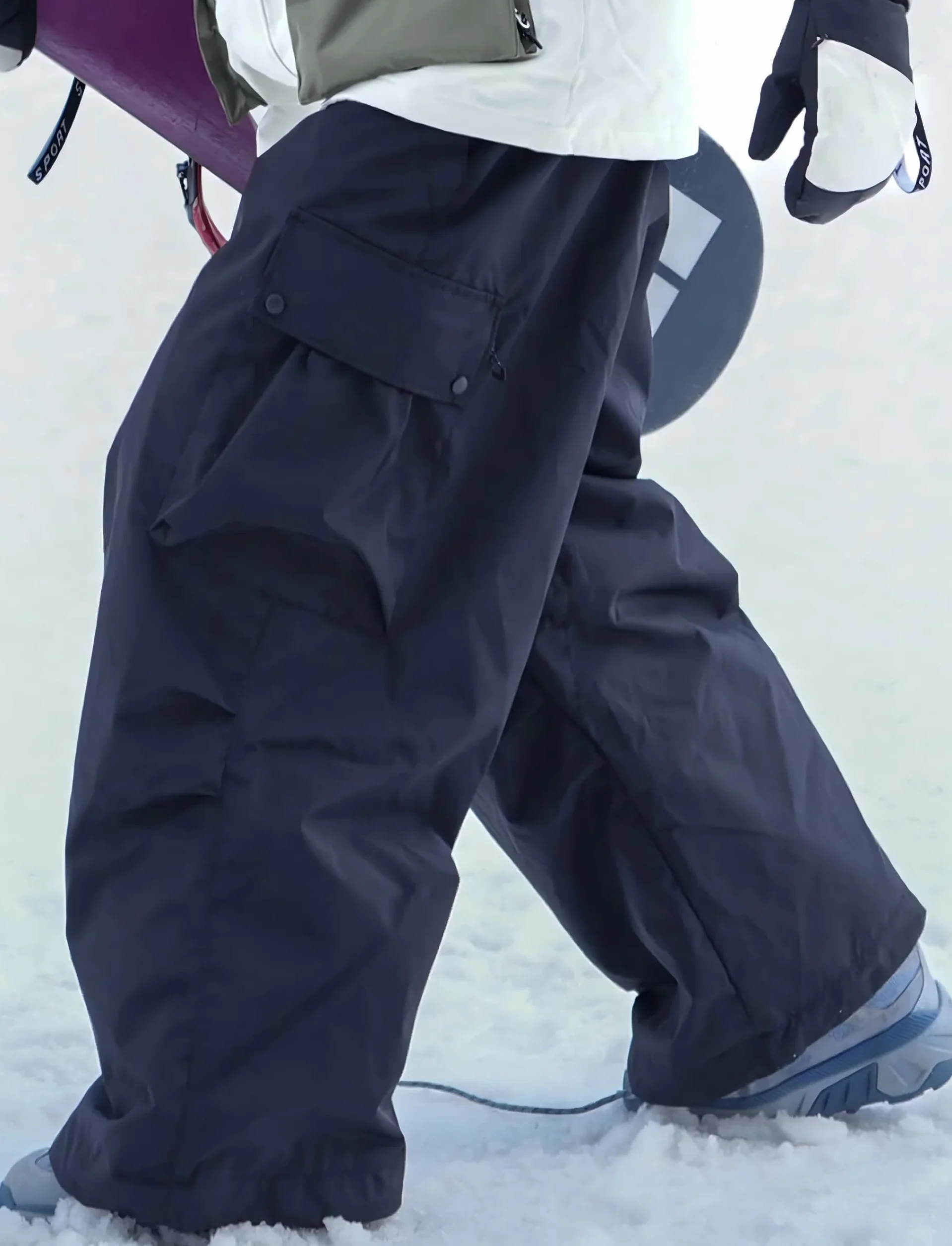 GSOU SNOW Uomo Donna Pantaloni da Sci Baggy Pantaloni da Snowboard Larghi - Multitasche Impermeabile Antivento Traspirante Calda