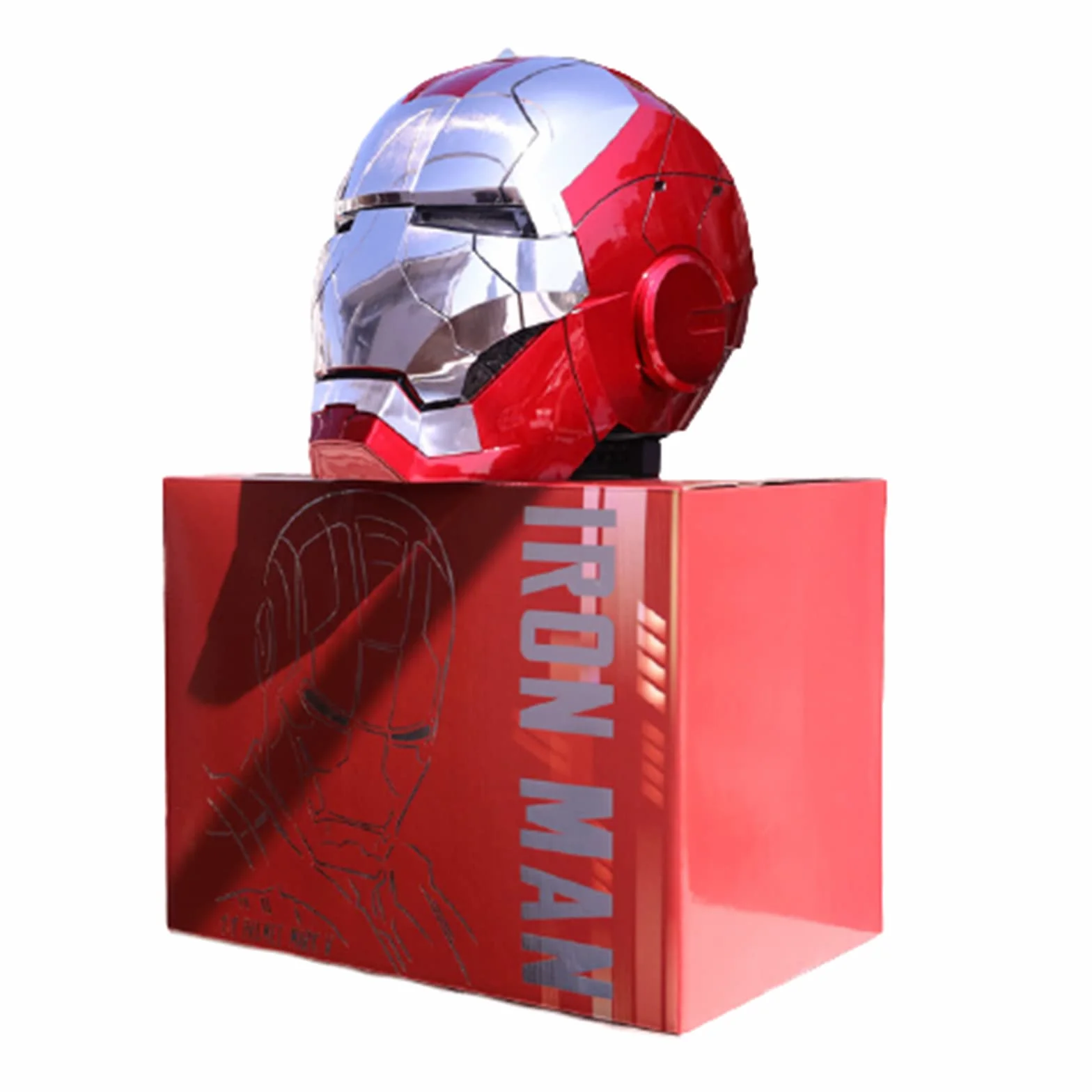 Iron Man Casco 1: 1,MK5 Portatile Elettrico Apertura e Chiusura Maschere Complete per Halloween Compleanno Regalo di Compleanno Prop BGGNG con Voce Saluto Touch Controllo, A, Size