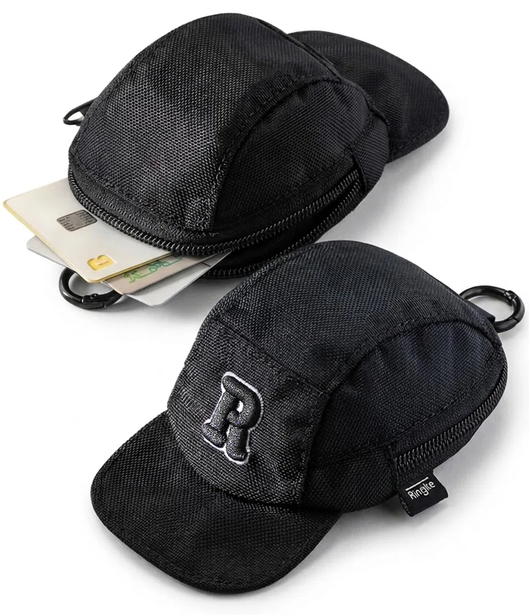 Ringke Cap Mini Pouch, Mini Borsa Portatile a Forma di Cappuccio per Auricolari, Monete, Chiavi, Carte e Piccoli Accessori - Black