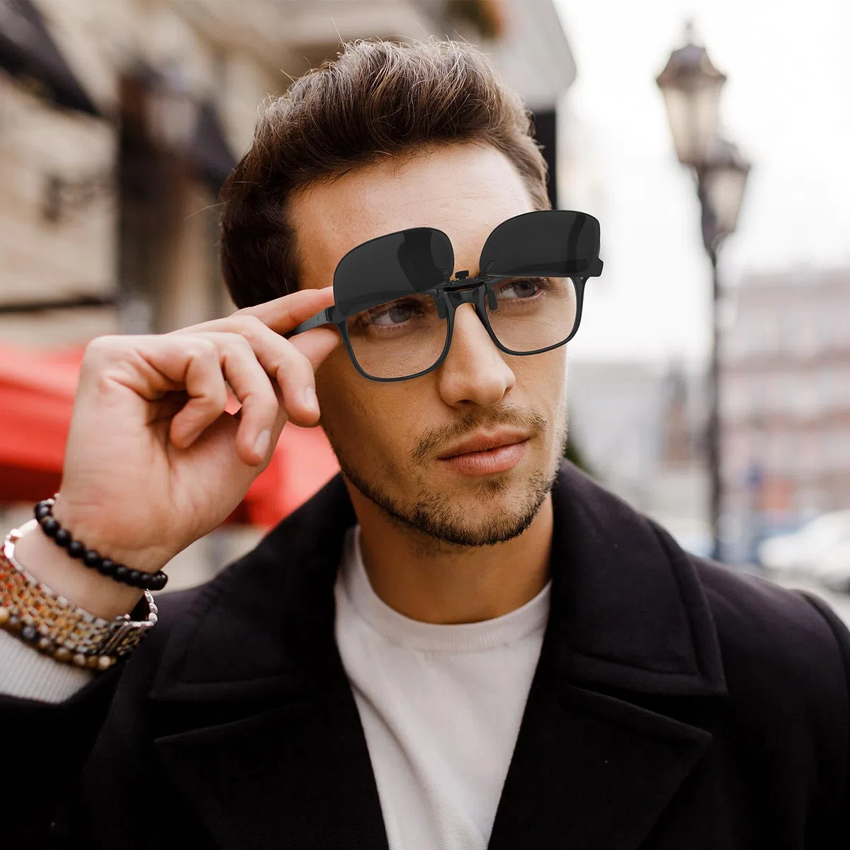 Clip Occhiali da Sole Polarizzati - Flip Up Lenti da Sole per Occhiali da Vista Sovraocchiali Uomo Donna Protezione UV400