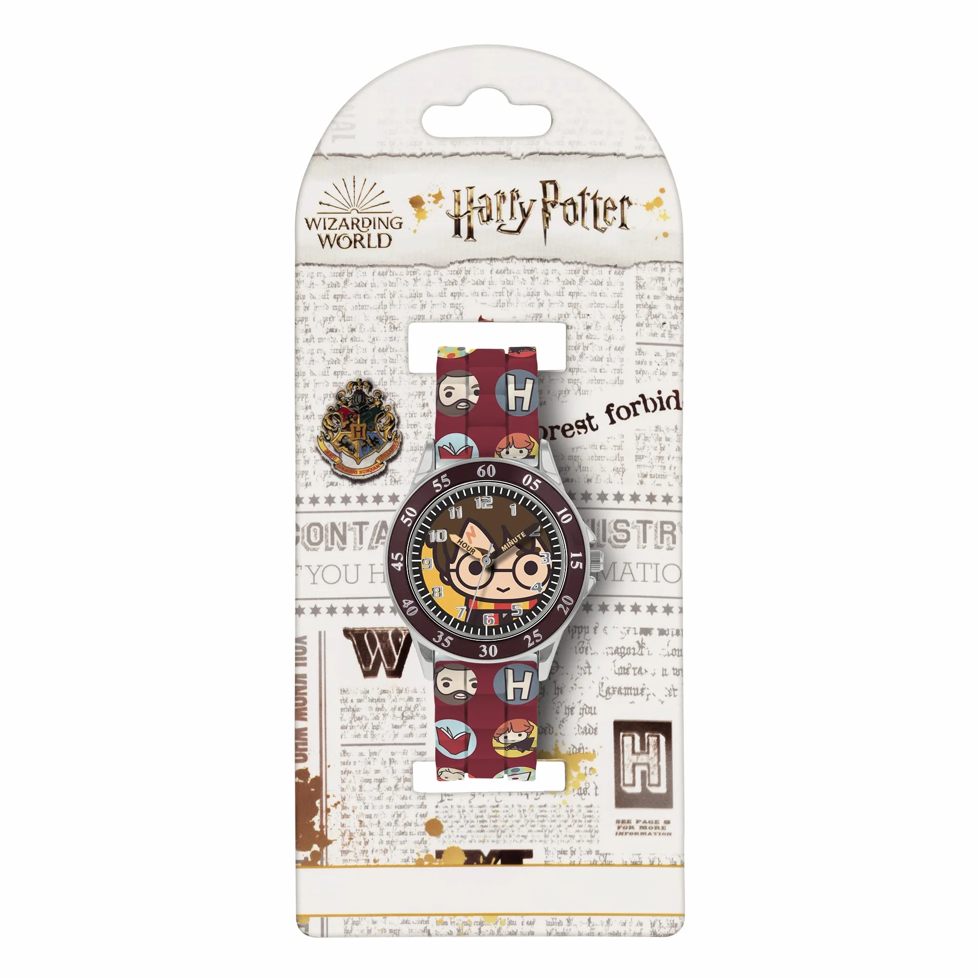 Harry Potter Warner Brothers HP9049 - Orologio da polso con cinturino per insegnante a tempo, colore: Marrone, Rosso, Cinturino