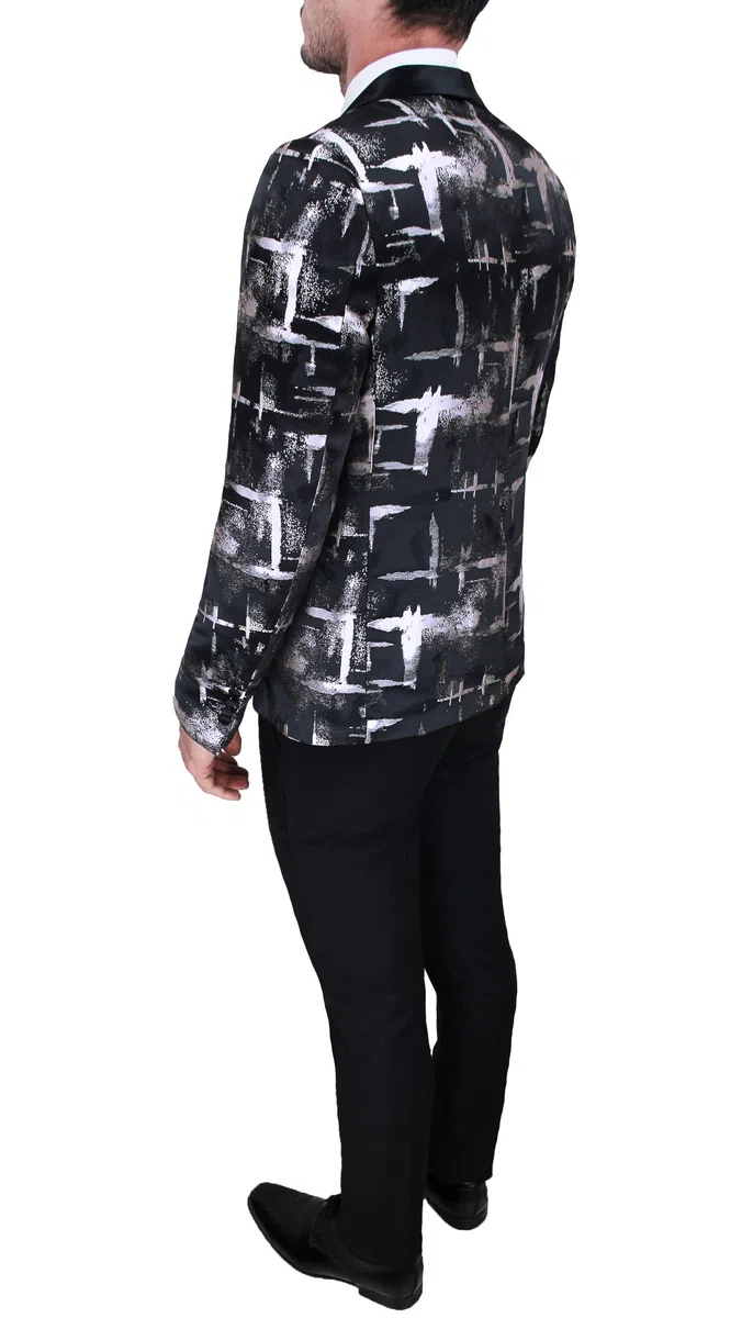 Evoga Abito Completo Uomo Class Sartoriale Damascato Elegante Smoking Vestito Cerimonia