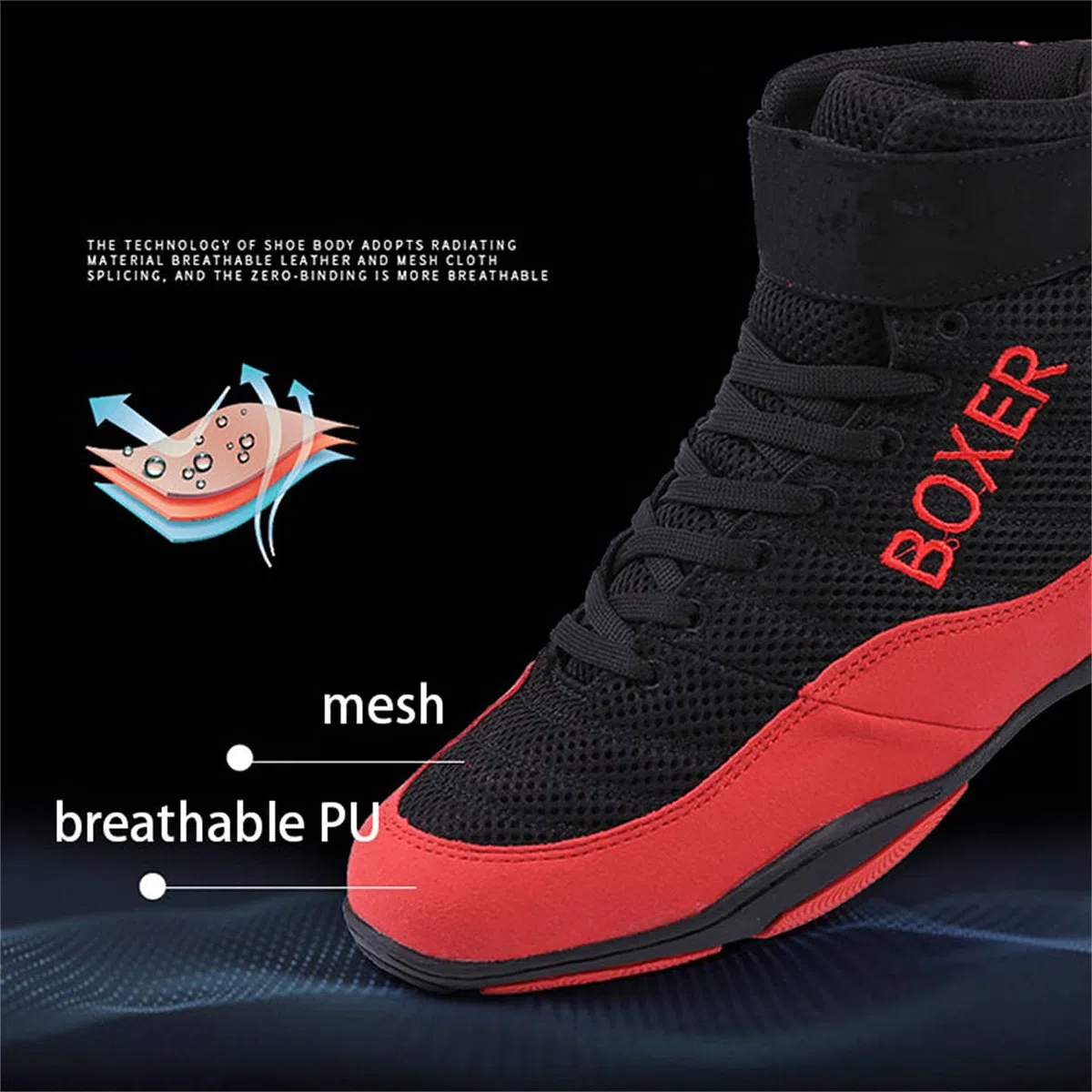 DAMANDO Scarpe da Boxe da Donna, Leggero Wrestling Sneaker Suola in Gomma Scarpe da Karate per Sparring Femminile Boxers Trainers