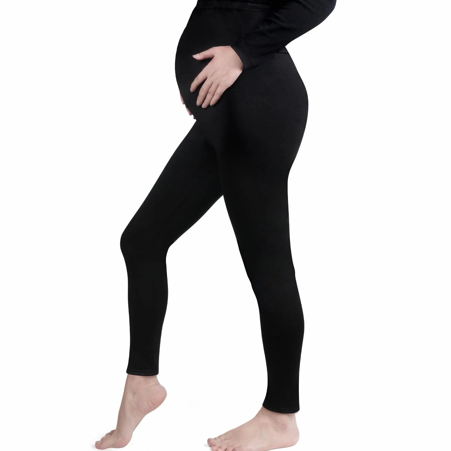 Aomig Leggings Premaman Donna, Pantaloni Gravidanza Elasticizzato e Comodo in Felpato, Leggins Premaman Donna a Vita Alta, Vita Regolabile, Basic Pantaloni per Gravidanza