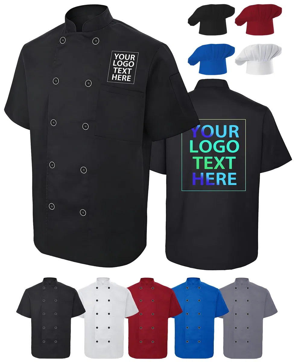 Cappotto da cuoco personalizzato uomo/donna giacca da chef Bulk Logo/nome/testo Cappotto da chef con tasche Ristorante/Hotel Uniforme