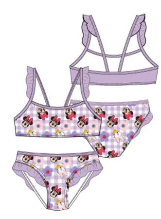 Disney Costume Minnie per Mare e Piscina, Costume da Bagno Due Pezzi Top e Mutandina per Bambina e Ragazza. (IT, età, 4 Anni, YE18088 Viola)
