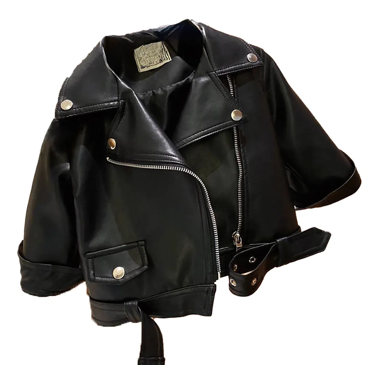 Gilet per bambini Piuttosto Fresco Stile Grande Cerniera Giacca di Pelle Giacca 2024 Inverno Moda Top Giubbotto Giù Bambini Nero